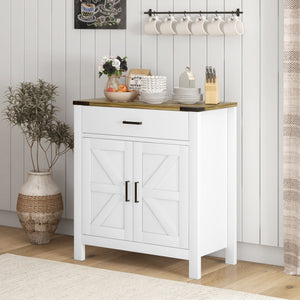 Country-style kitchen buffet with drawer and shelf for living room, white