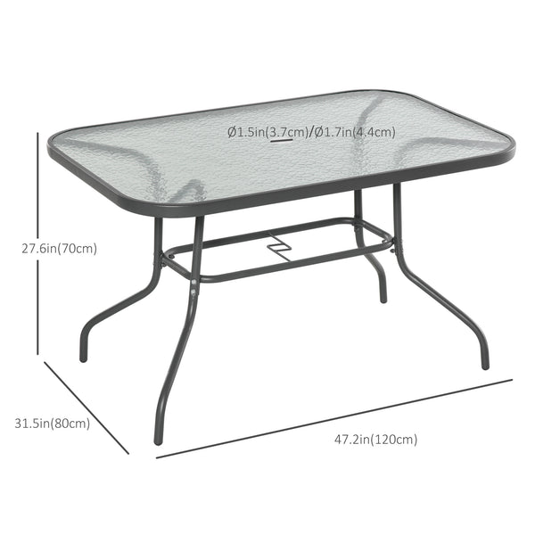 Metal garden table with parasol hole