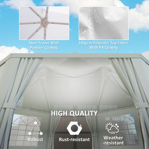 16' x 22' Wedding Event Party Tent High Peak Octagonal Outdoor Gazebo Canopy with Removable Walls White