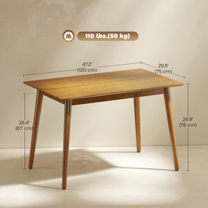 4-seater solid pine wood dining table, farmhouse style – Brown