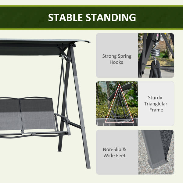 2-seater swing with adjustable canopy, grey