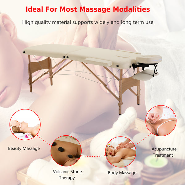 Professional adjustable folding massage table – Beige