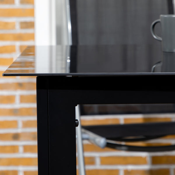 Rectangular black aluminum garden table
