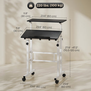 Sit-stand desk with casters, black
