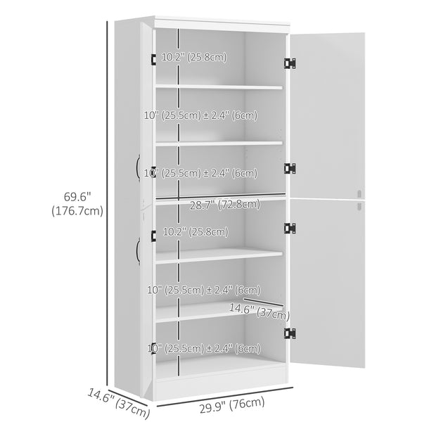 4-door storage unit with adjustable shelves, white