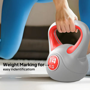31 lb kettlebell with wide handle and stable base – Red and gray