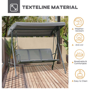 3-seater swing with adjustable canopy, grey