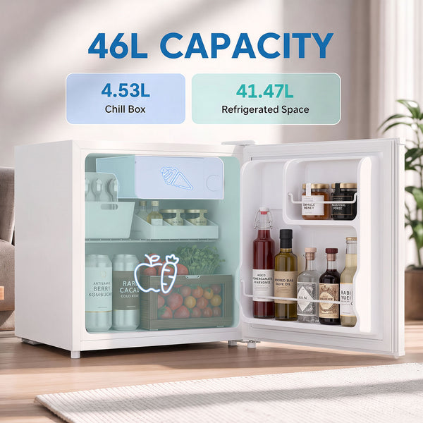 46L Mini Fridge with Reversible Door, White