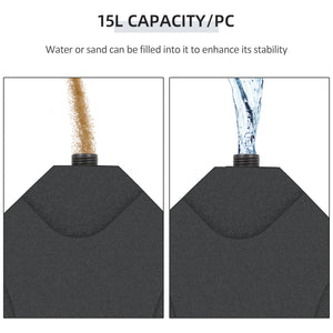 Set of 4 weights for offset parasol bases, fillable with sand or water, black