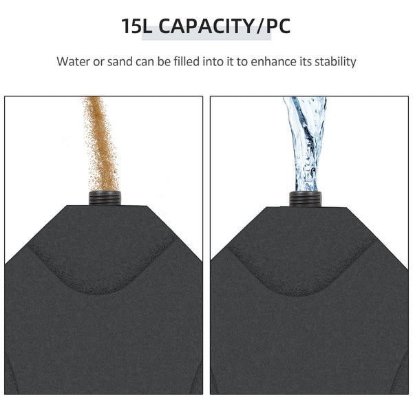 Set of 4 weights for offset parasol bases, fillable with sand or water, black