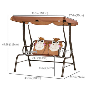 2-seater monkey-pattern children's swing