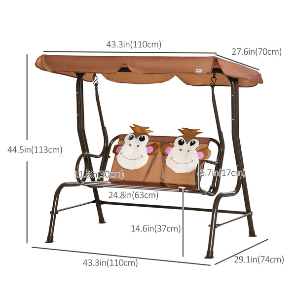 2-seater monkey-pattern children's swing