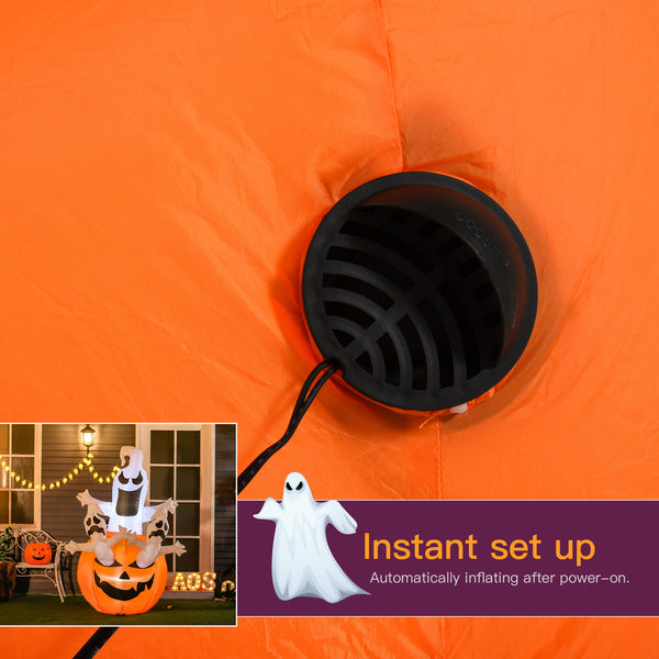 1.8m Tall Inflatable Halloween Lantern with Ghosts, Lantern, Pumpkin and LED Lights