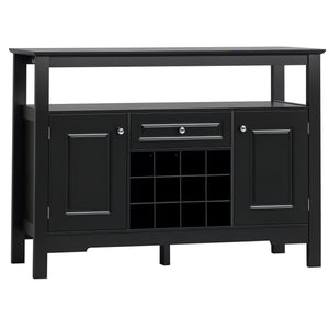 Sideboard Buffet Cabinet, 46" Kitchen Storage Cabinet with Wine Rack and Drawer, Coffee Bar Station, Black
