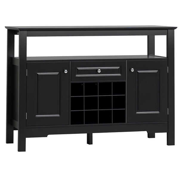 Sideboard Buffet Cabinet, 46" Kitchen Storage Cabinet with Wine Rack and Drawer, Coffee Bar Station, Black