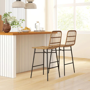 Set of 2 rattan bar stools