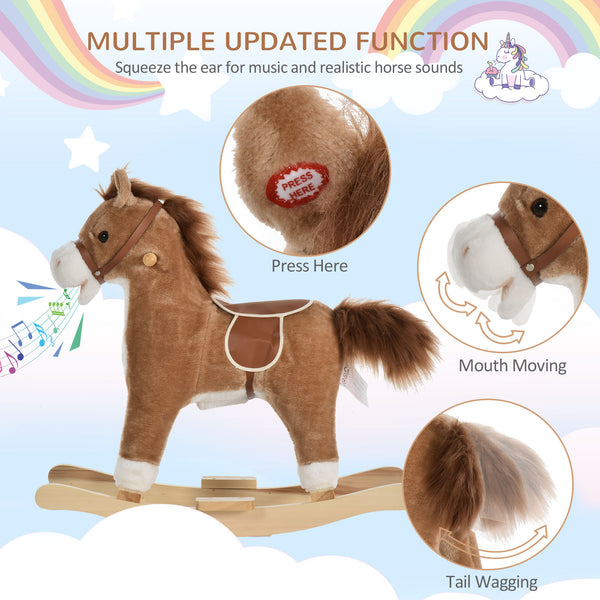 Plush Rocking Horse with Sounds, Brown