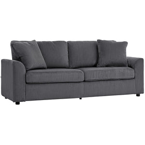 3-seater sofa with pocket springs and 2 decorative cushions, dark grey