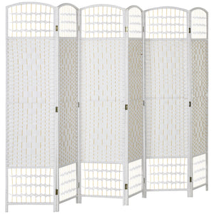 6-Panel Corrugated Fiber Folding Room Divider, White