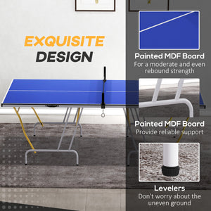 9' x 5' Folding Ping Pong Table with Paddles and Balls, Blue
