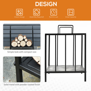 44.5cm Heavy Duty Metal Log Rack with Side Handles