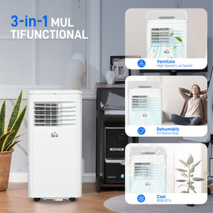 8,000 BTU Portable Air Conditioner with Cooling, Dehumidifier, Remote Control, Cream Color