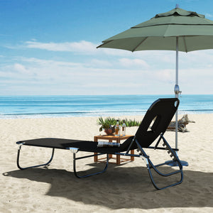 Folding chaise lounge with 4-position adjustable backrest, black