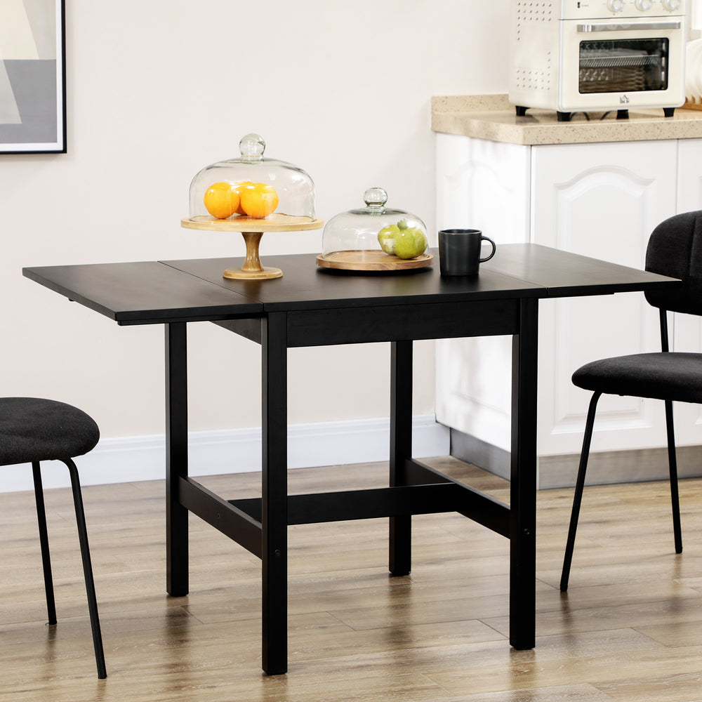 Country-style drop-leaf kitchen table for small spaces, folding, black