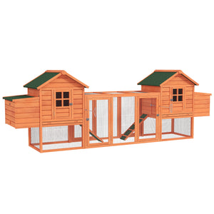 123" Extra Large Chicken Coop Wooden Poultry House Rabbit Hutch Hen Backyard with Outdoor Run Ramps and Nesting Boxes