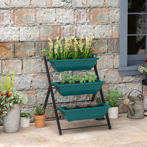 Three-tier raised vertical planter with three containers