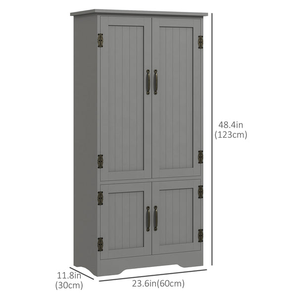 4-Door Multi-Tier Pantry, Gray