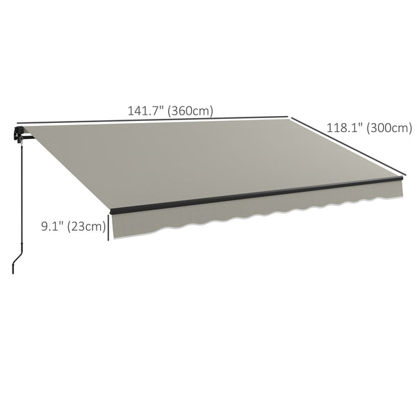 Retractable awning 11.8 x 9.8 UV resistant, light gray
