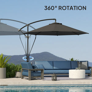 9.5ft offset parasol with wind protection strap, grey