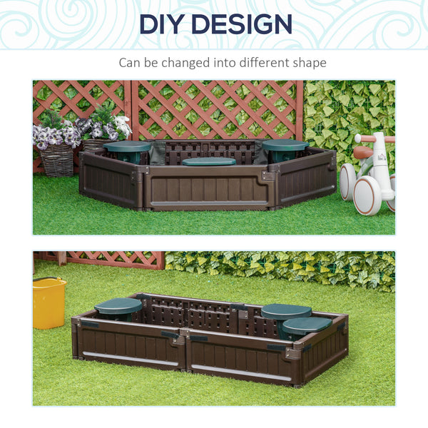 Sandpit with waterproof Oxford fabric cover, brown