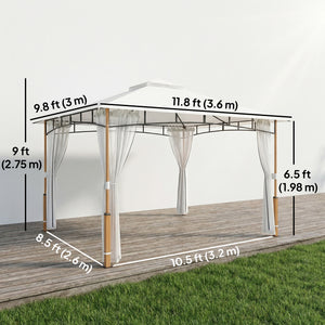 10' x 12' patio gazebo with double roof, UPF50+ protection and mosquito netting, cream white 