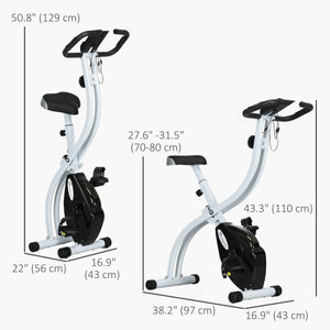 Foldable and quiet exercise bike with 8-level magnetic resistance, black