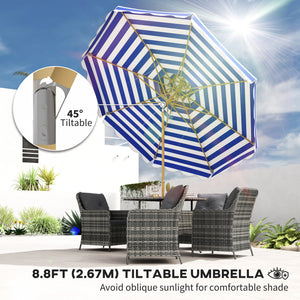 8.8-foot umbrella with crank, blue 