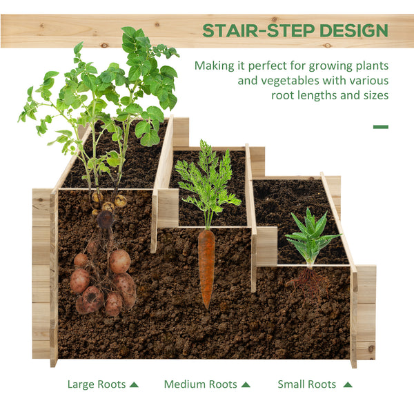 3-tier raised wooden planter
