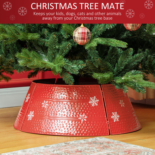 66cm Metal Christmas Tree Necklace with Red Snowflake Engraving