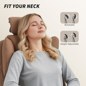 Reclining office chair with pet-friendly fabric upholstery, headrest, footrest, and swivel casters, brown