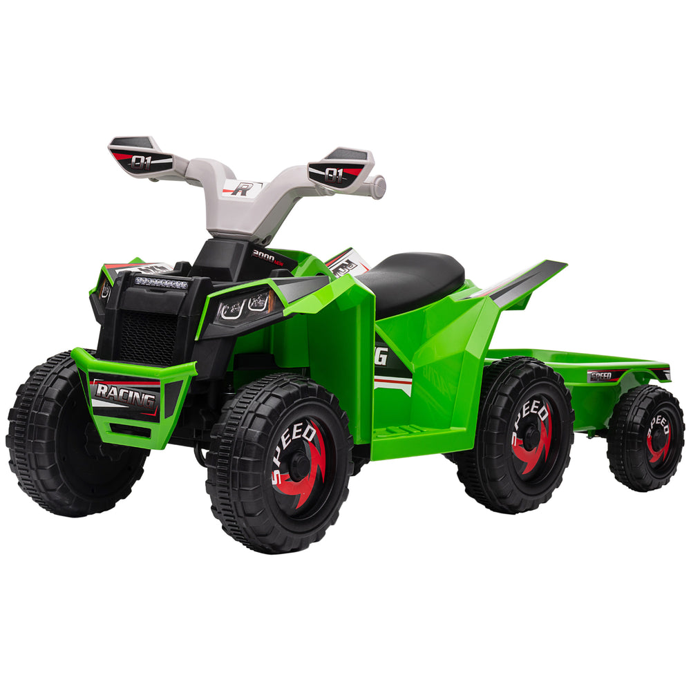 6V ATV with rear trailer, green