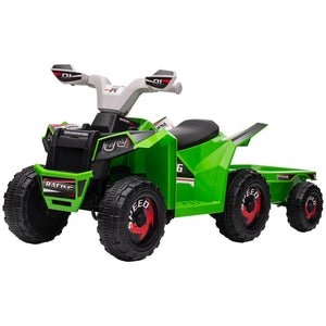6V ATV with rear trailer, green