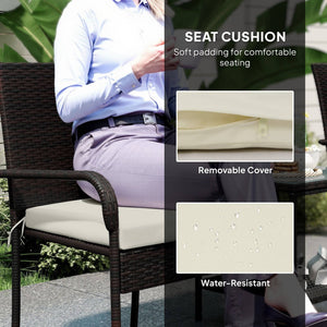 3-piece wicker garden furniture set with stackable chairs, brown