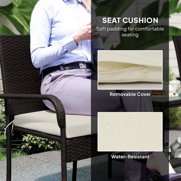 3-piece wicker garden furniture set with stackable chairs, brown