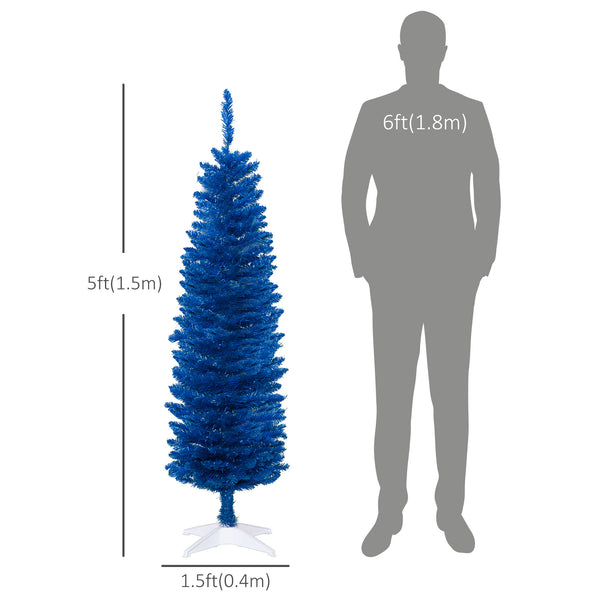 5ft Slim Blue Artificial Christmas Tree