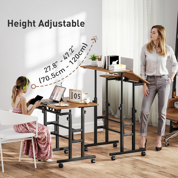 Height and tilt adjustable mobile desk