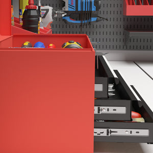 3-drawer tool chest with metal latch closure, red