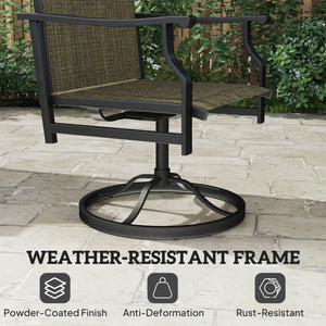 Set of 2 high-back outdoor swivel chairs, brown