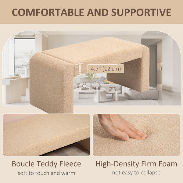 Upholstered bedroom bench, light brown