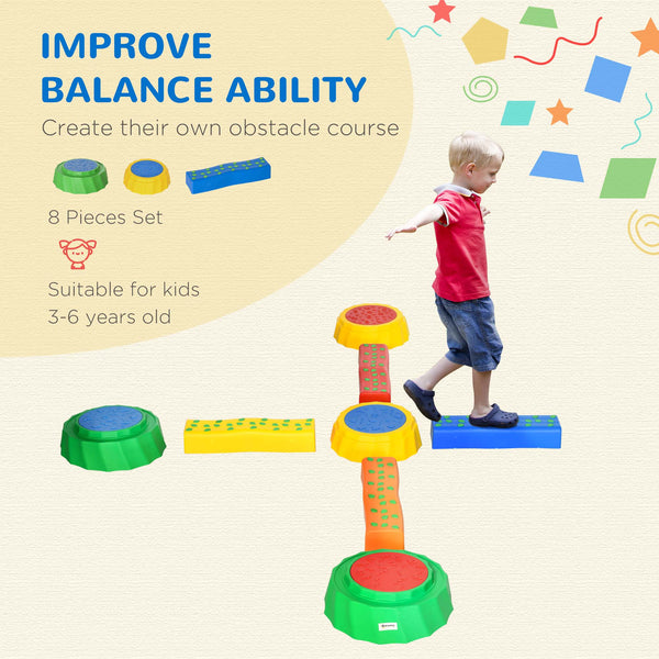 8-Piece Balance Beam for Kids with Non-Slip Surface and Bottom
